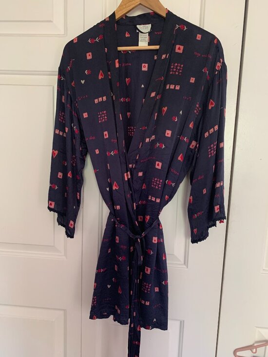 La SENZA Other - Sweet 100% Silk Robe in Midnight Blue
